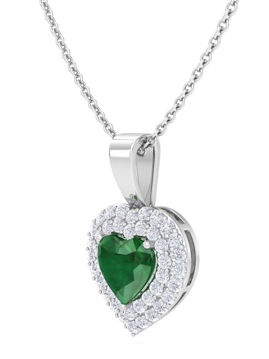 925 Sterling Silver Rhodium-Plated CZ Studded Heart Pendant With Chain - Inddus Jewelry