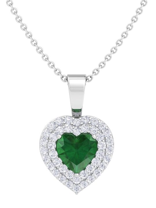 925 Sterling Silver Rhodium-Plated CZ Studded Heart Pendant With Chain - Inddus Jewelry