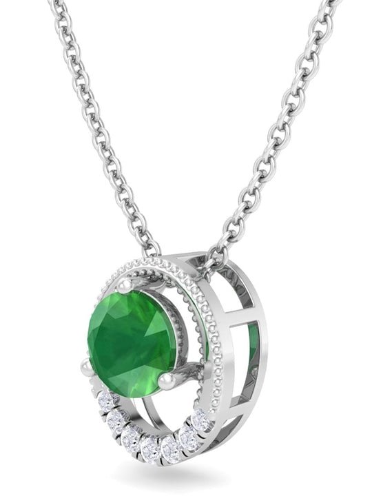 925 Sterling Silver Rhodium-Plated CZ Studded Oval Pendant With Chain - Inddus Jewelry