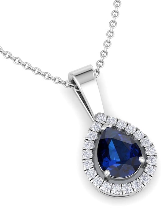 92.5 Sterling Silver Rhodium-Plated & CZ-Studded Pendant With Chain - Inddus Jewelry