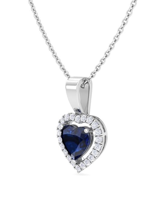 92.5 Sterling Silver Rhodium-Plated CZ Studded Pendant With Chain - Inddus Jewelry