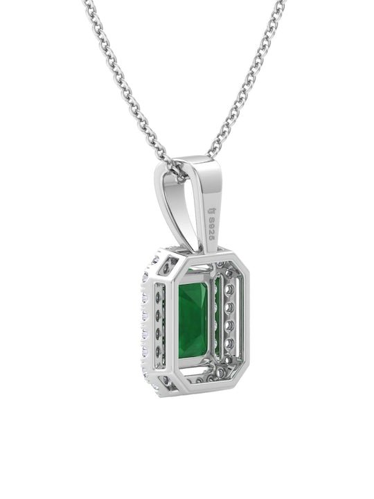 92.5 Sterling Silver Rhodium-Plated CZ Studded Pendant With Chain - Inddus Jewelry