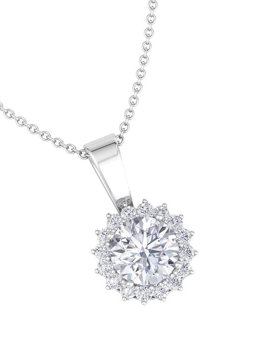 925 Sterling Silver Rhodium-Plated CZ Studded Pendant With Chain - Inddus Jewelry