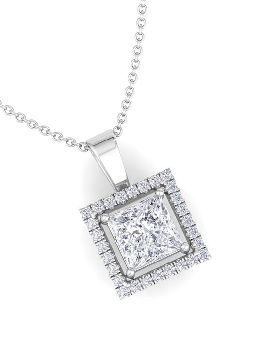 92.5 Sterling Silver Rhodium-Plated CZ Studded Pendant With Chain - Inddus Jewelry