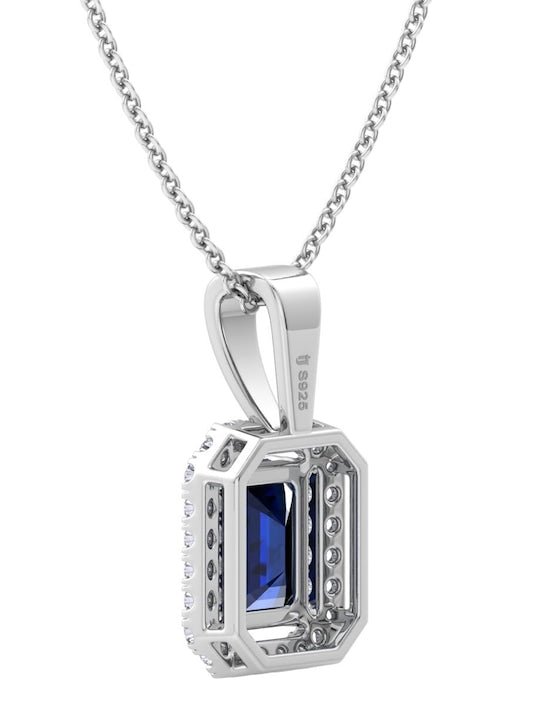 92.5 Sterling Silver Rhodium-Plated CZ Studded Pendant With Chain - Inddus Jewelry