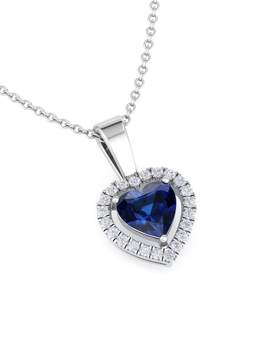 92.5 Sterling Silver Rhodium-Plated CZ Studded Pendant With Chain - Inddus Jewelry