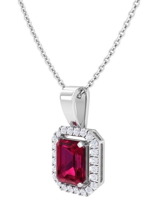 92.5 Sterling Silver Rhodium-Plated CZ Studded Pendant With Chain - Inddus Jewelry