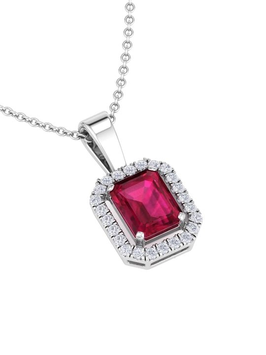 92.5 Sterling Silver Rhodium-Plated CZ Studded Pendant With Chain - Inddus Jewelry