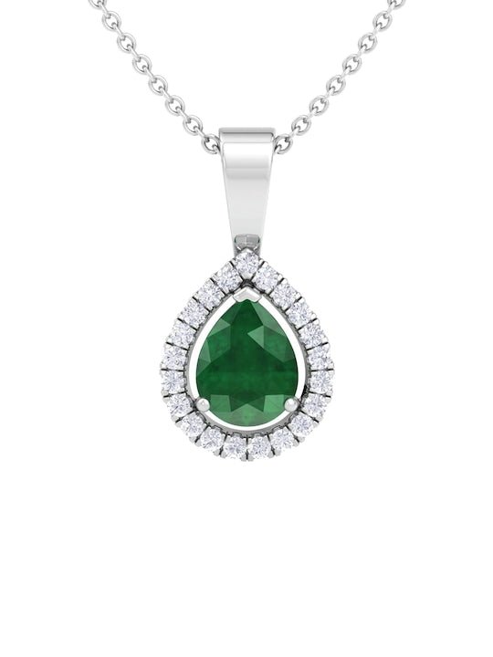 92.5 Sterling Silver Rhodium-Plated CZ Studded Pendant With Chain - Inddus Jewelry