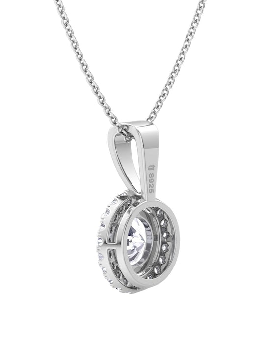 925 Sterling Silver Rhodium-Plated CZ Studded Pendant With Chain - Inddus Jewelry