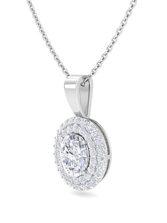 92.5 Sterling Silver Rhodium-Plated CZ Studded Pendant With Chain - Inddus Jewelry