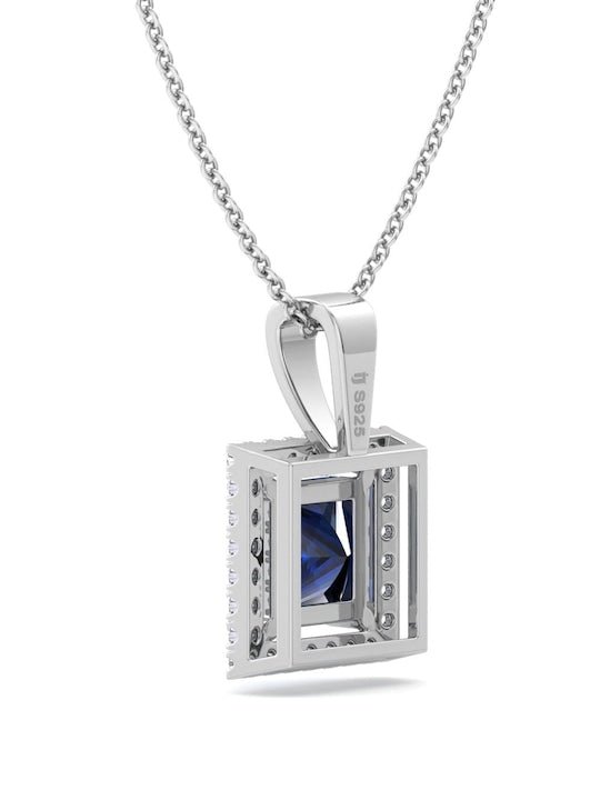 92.5 Sterling Silver Rhodium-Plated CZ Studded Pendant With Chain - Inddus Jewelry