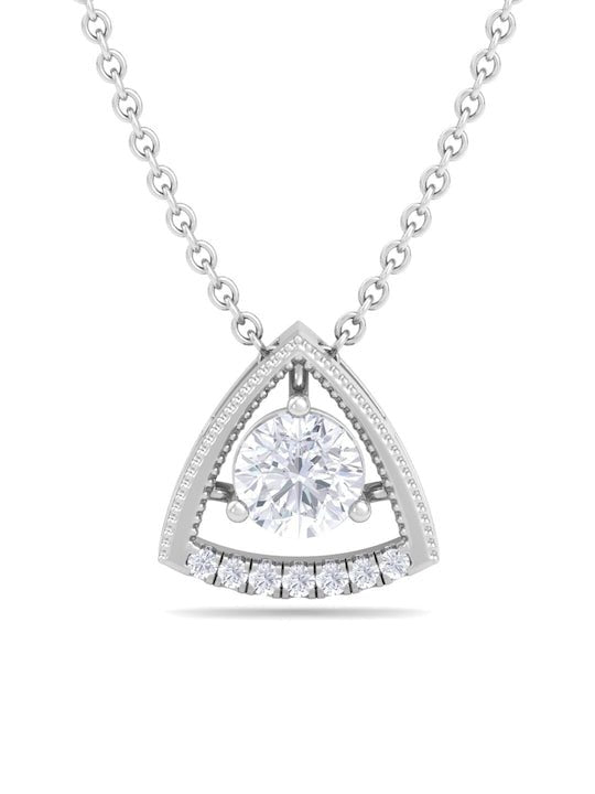 925 Sterling Silver Rhodium-Plated CZ Studded Pendant With Chain - Inddus Jewelry