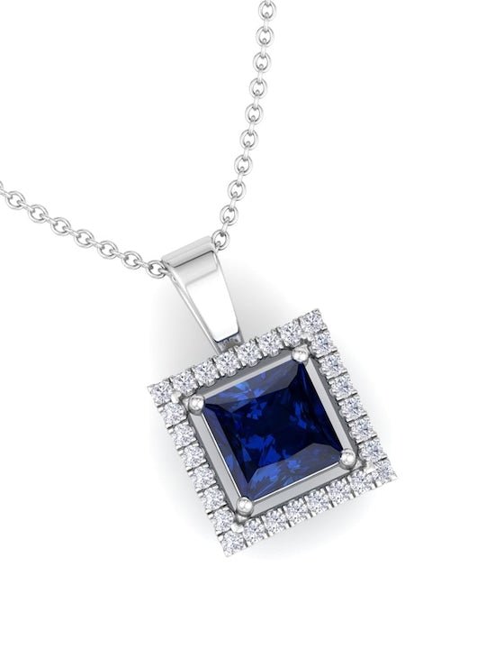 92.5 Sterling Silver Rhodium-Plated CZ Studded Pendant With Chain - Inddus Jewelry