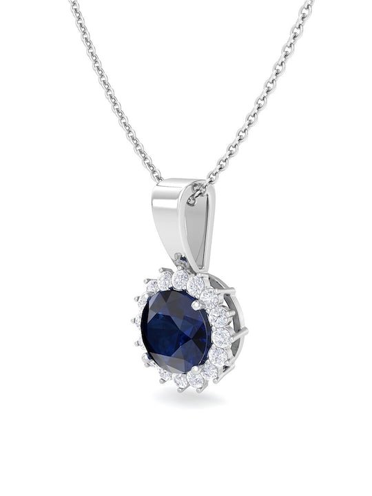 925 Sterling Silver Rhodium-Plated CZ Studded Pendant With Chain - Inddus Jewelry