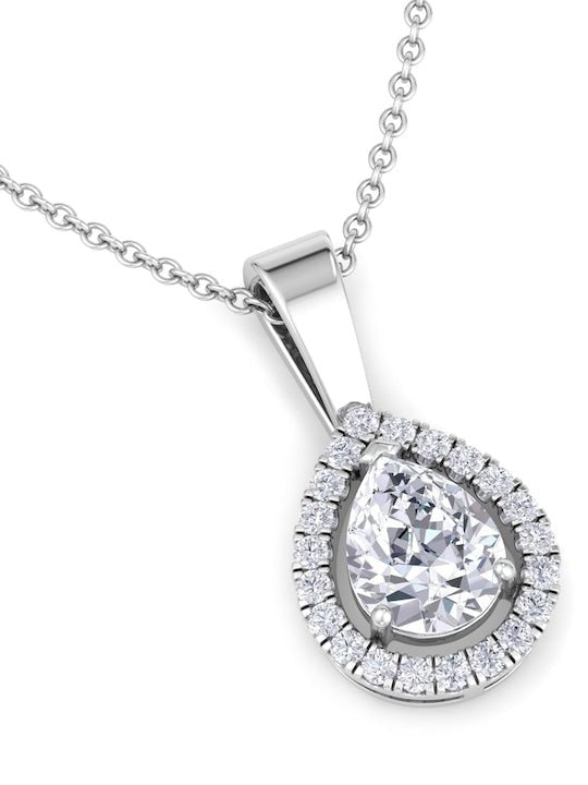 92.5 Sterling Silver Rhodium-Plated CZ Studded Pendant With Chain - Inddus Jewelry