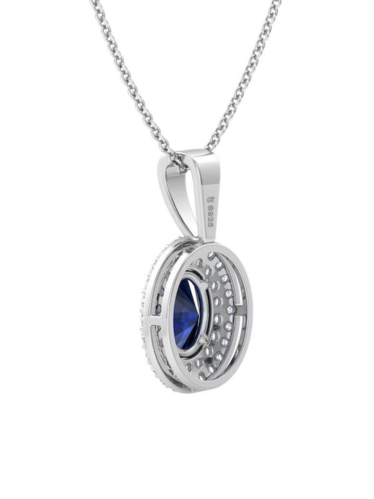 92.5 Sterling Silver Rhodium-Plated & CZ-Studded Pendant With Chain - Inddus Jewelry