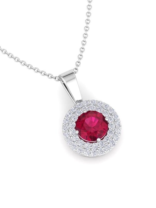 92.5 Sterling Silver Rhodium-Plated CZ Studded Pendant With Chain - Inddus Jewelry