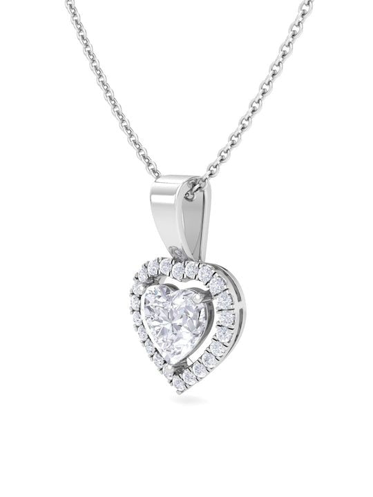 92.5 Sterling Silver Rhodium-Plated CZ Studded Pendant With Chain - Inddus Jewelry