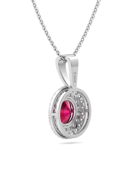 92.5 Sterling Silver Rhodium-Plated CZ Studded Pendant With Chain - Inddus Jewelry