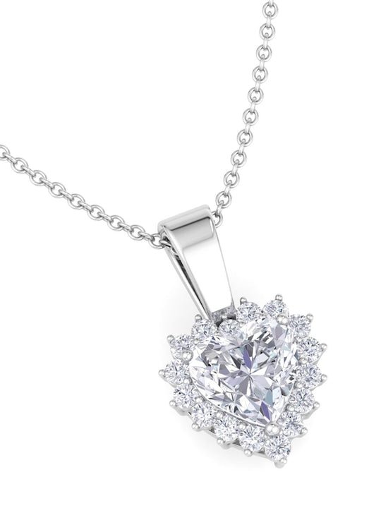 925 Sterling Silver Rhodium-plated CZ Studded Pendant With Chain - Inddus Jewelry