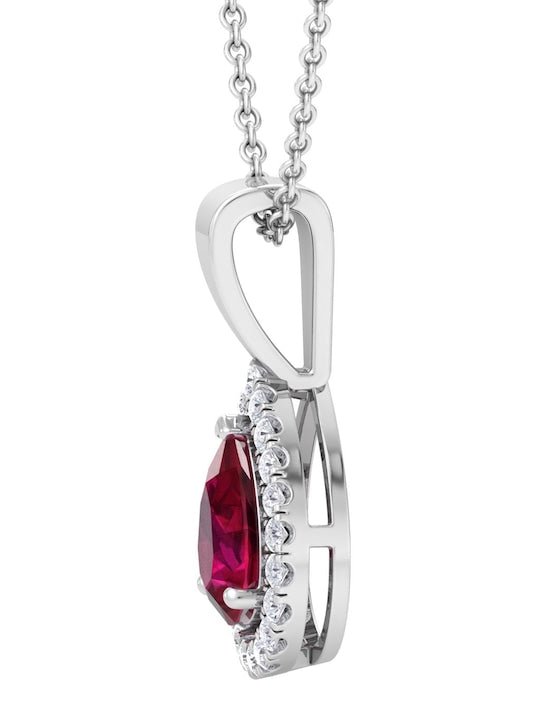 92.5 Sterling Silver Rhodium-Plated & CZ-Studded Pendant With Chain - Inddus Jewelry