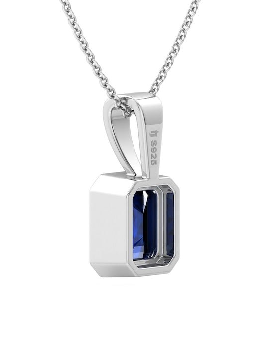 92.5 Sterling Silver Rhodium-Plated CZ-Studded Pendant With Chain - Inddus Jewelry