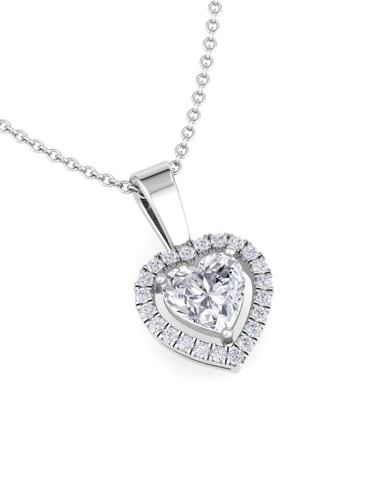 92.5 Sterling Silver Rhodium-Plated CZ Studded Pendant With Chain - Inddus Jewelry