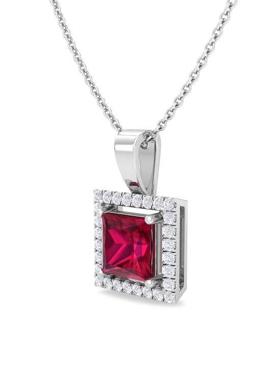 92.5 Sterling Silver Rhodium-Plated CZ Studded Pendant With Chain - Inddus Jewelry