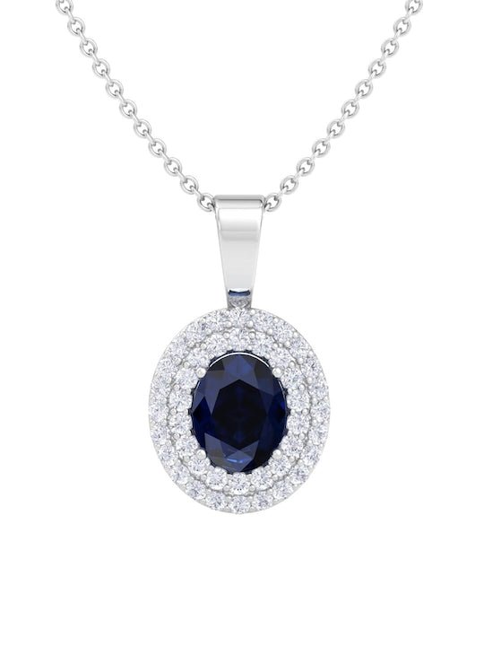 92.5 Sterling Silver Rhodium-Plated & CZ-Studded Pendant With Chain - Inddus Jewelry