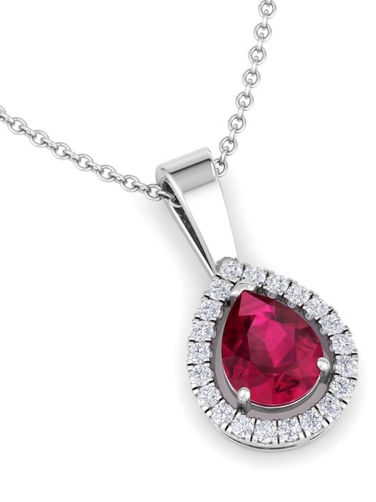 92.5 Sterling Silver Rhodium-Plated & CZ-Studded Pendant With Chain - Inddus Jewelry