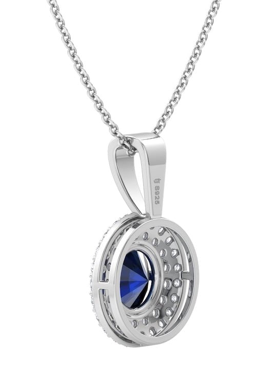 92.5 Sterling Silver Rhodium-Plated CZ Studded Pendant With Chain - Inddus Jewelry