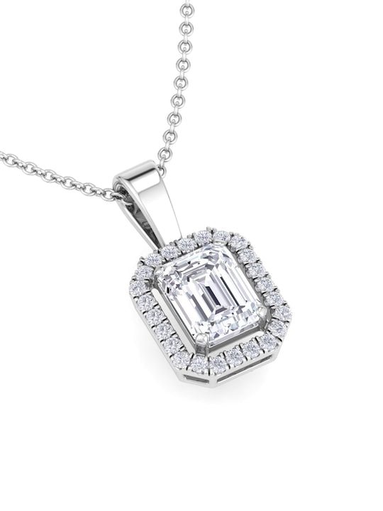 92.5 Sterling Silver Rhodium-Plated CZ Studded Pendant With Chain - Inddus Jewelry