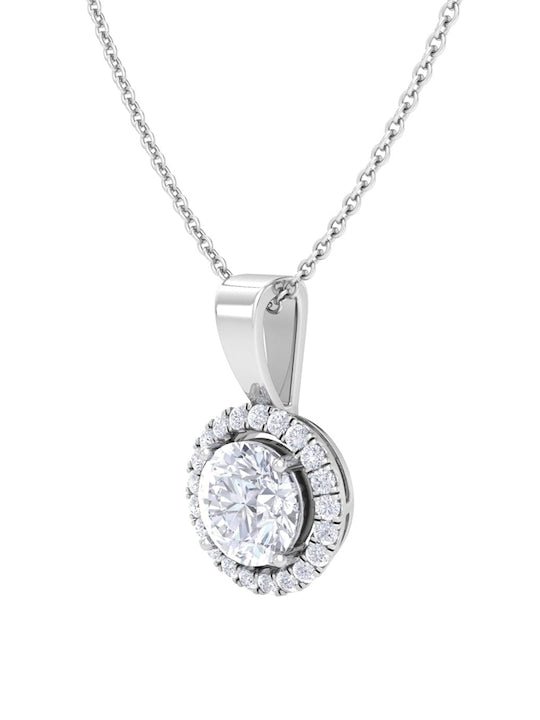 925 Sterling Silver Rhodium-Plated CZ Studded Pendant With Chain - Inddus Jewelry