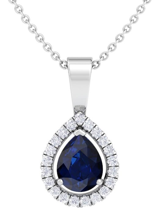 92.5 Sterling Silver Rhodium-Plated & CZ-Studded Pendant With Chain - Inddus Jewelry