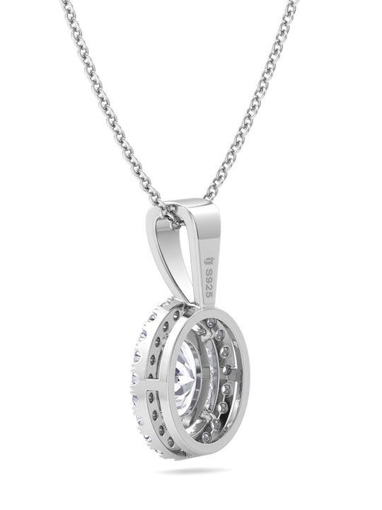 92.5 Sterling Silver Rhodium-Plated CZ-Studded Pendant With Chain - Inddus Jewelry