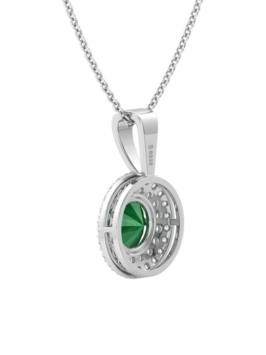 92.5 Sterling Silver Rhodium-Plated CZ Studded Pendant With Chain - Inddus Jewelry