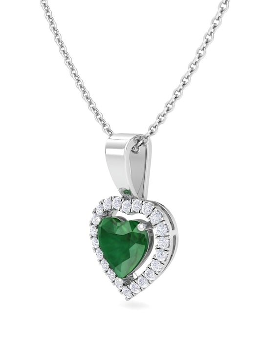 92.5 Sterling Silver Rhodium-Plated CZ Studded Pendant With Chain - Inddus Jewelry