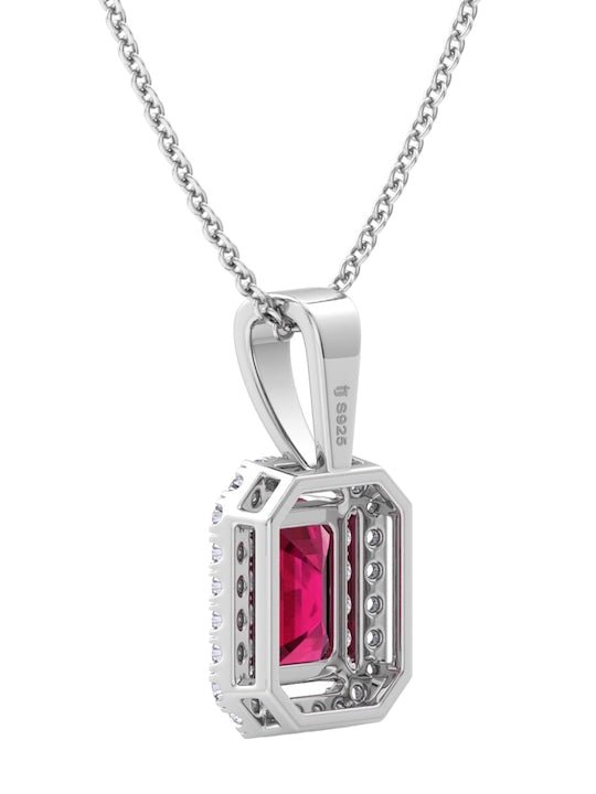 92.5 Sterling Silver Rhodium-Plated CZ Studded Pendant With Chain - Inddus Jewelry