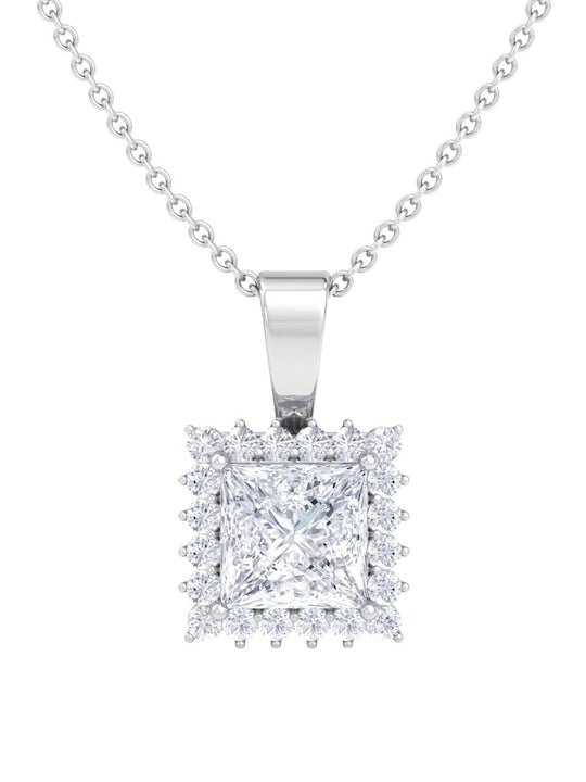 925 Sterling Silver Rhodium-Plated CZ Studded Pendant With Chain - Inddus Jewelry