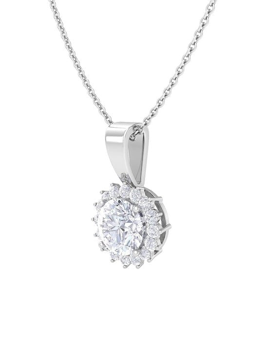 925 Sterling Silver Rhodium-Plated CZ Studded Pendant With Chain - Inddus Jewelry