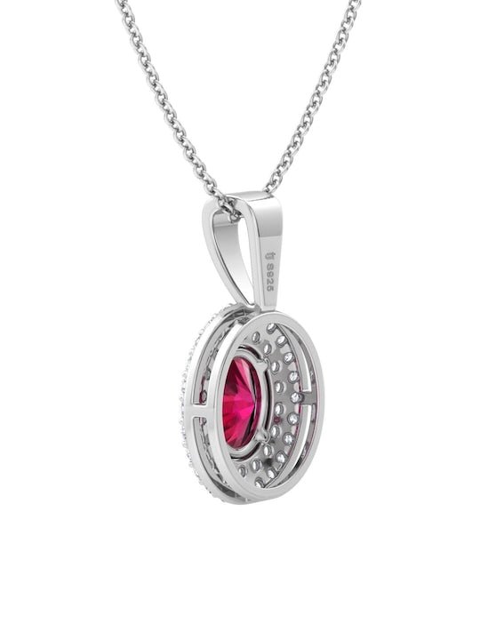 92.5 Sterling Silver Rhodium-Plated CZ Studded Pendant With Chain - Inddus Jewelry