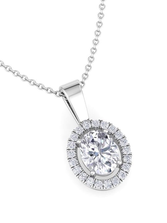 92.5 Sterling Silver Rhodium-Plated CZ-Studded Pendant With Chain - Inddus Jewelry