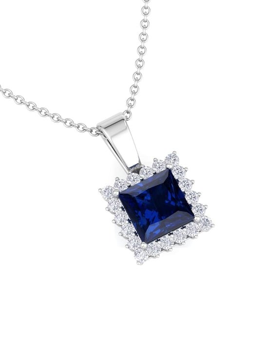 925 Sterling Silver Rhodium-Plated CZ Studded Pendant With Chain - Inddus Jewelry