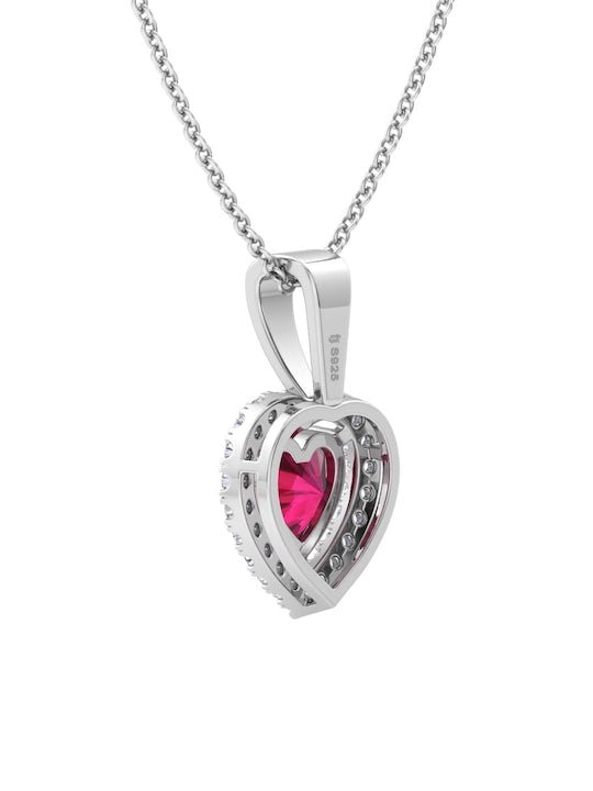 92.5 Sterling Silver Rhodium-Plated CZ Studded Pendant With Chain - Inddus Jewelry