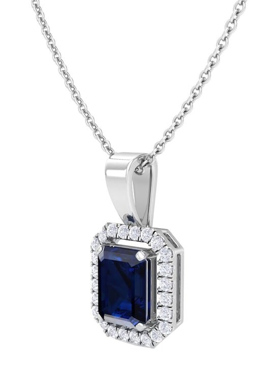 92.5 Sterling Silver Rhodium-Plated CZ Studded Pendant With Chain - Inddus Jewelry