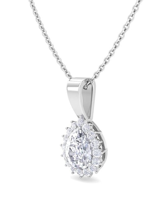 925 Sterling Silver Rhodium-Plated CZ Studded Pendant With Chain - Inddus Jewelry