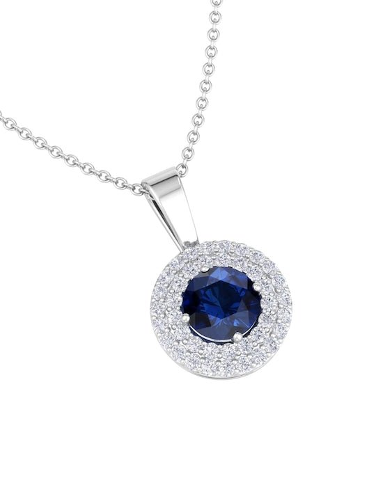 92.5 Sterling Silver Rhodium-Plated CZ Studded Pendant With Chain - Inddus Jewelry