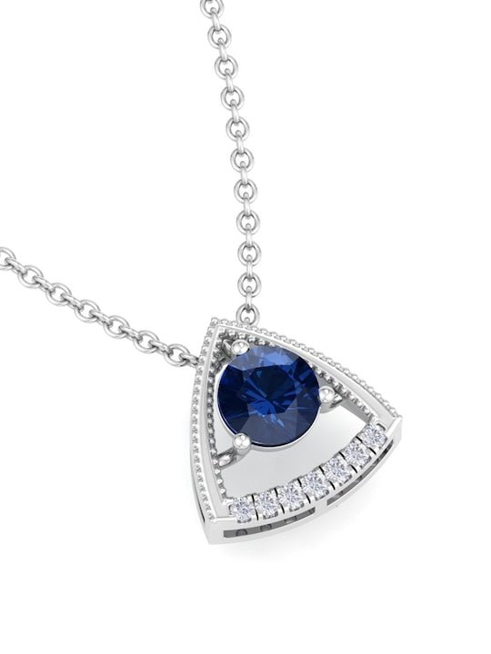 925 Sterling Silver Rhodium-Plated CZ Studded Pendant With Chain - Inddus Jewelry