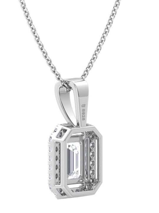 92.5 Sterling Silver Rhodium-Plated CZ Studded Pendant With Chain - Inddus Jewelry